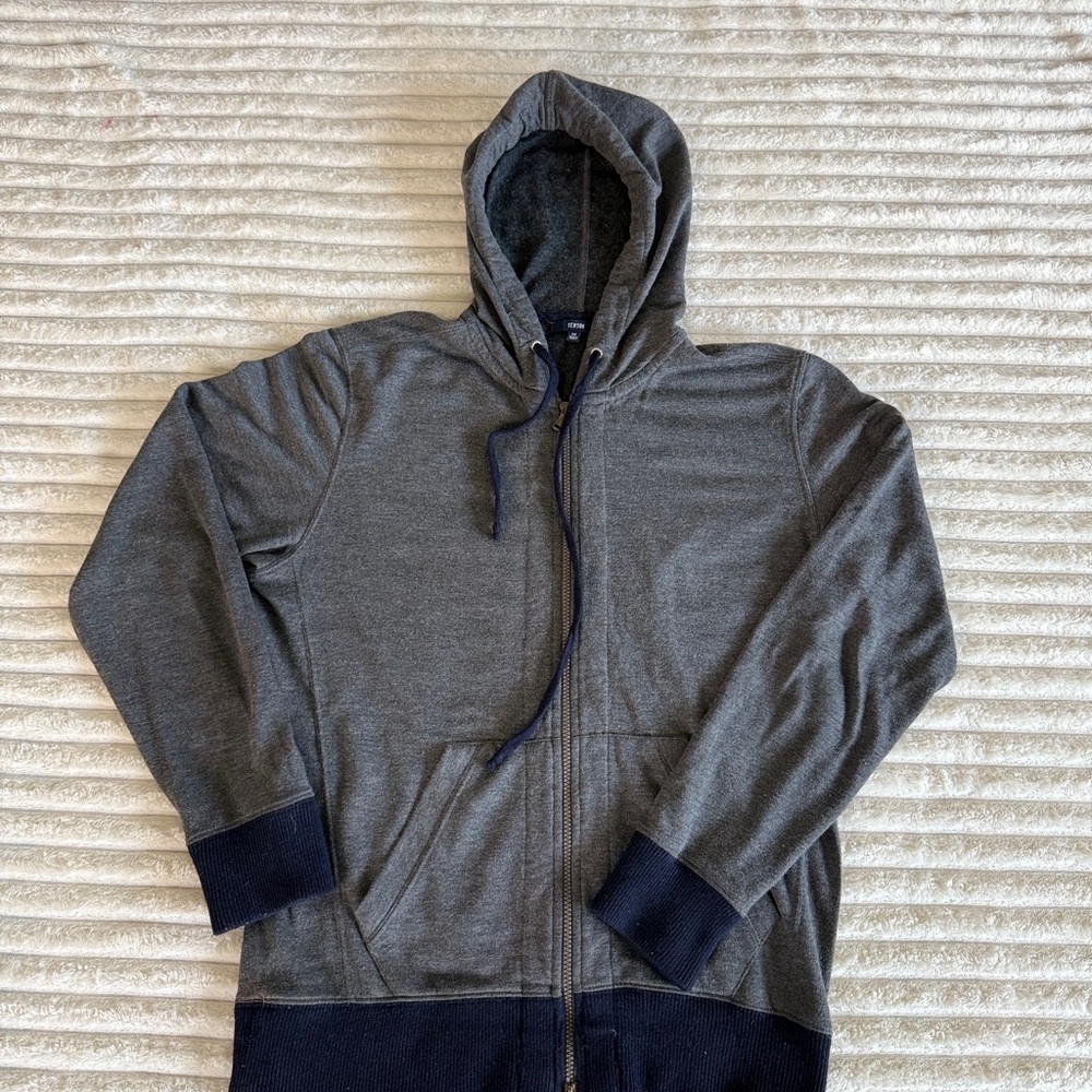 Benson Men's Heather Grey Full Zip Hoodie RN#130125 Size Medium Pre-Owned